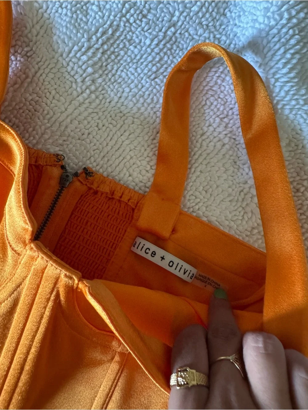 Alice + Olivia Orange Satin Corset Crop Top - Picture 2 of 5
